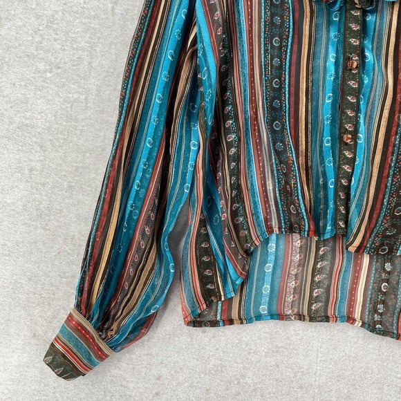 Vintage Icinoo The Silk Farm 100% Silk Art To Wear Top Blouse Womens Size 8 - Picture 7 of 16